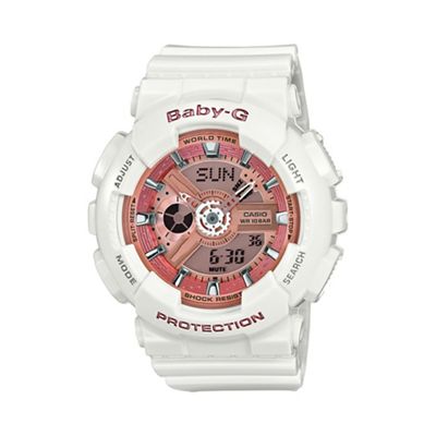 Ladie's white and rose gold 'Baby-G' watch ba-110-7a1er